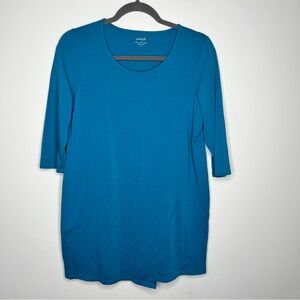 J. Jill Pure Jill Size Small Blue Three Quarter Sleeve Relaxed Wrap Tunic Top